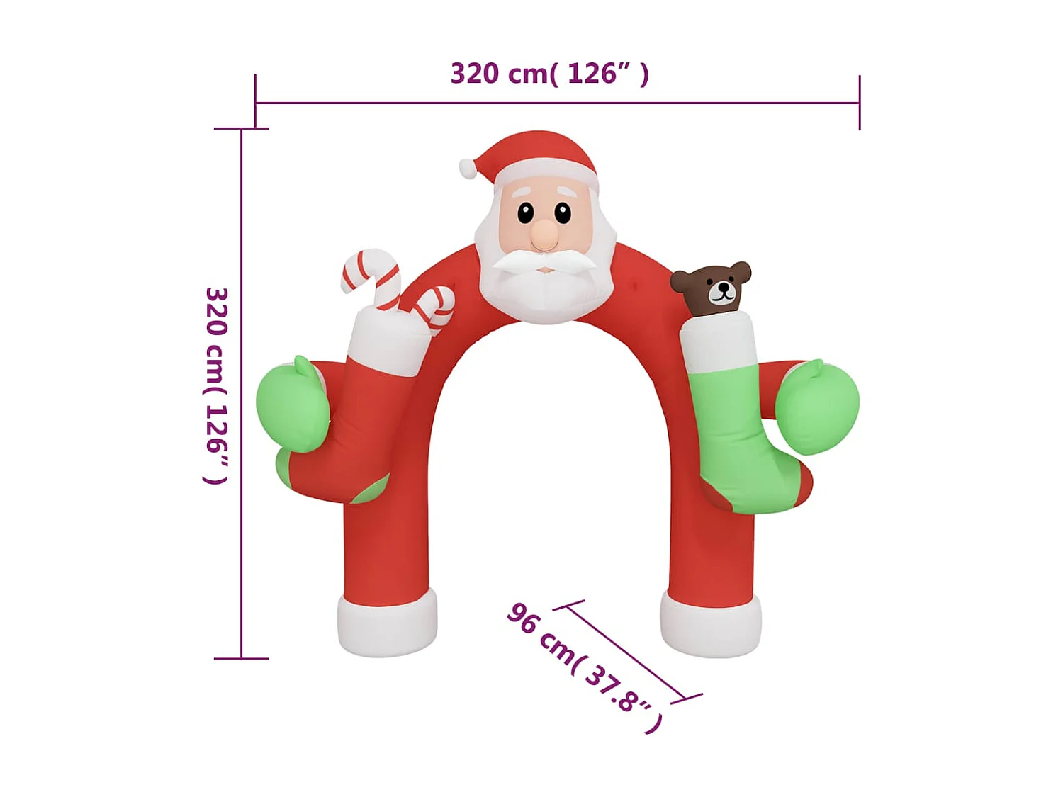 Porte voûtée gonflable de Noël avec LED 320 cm