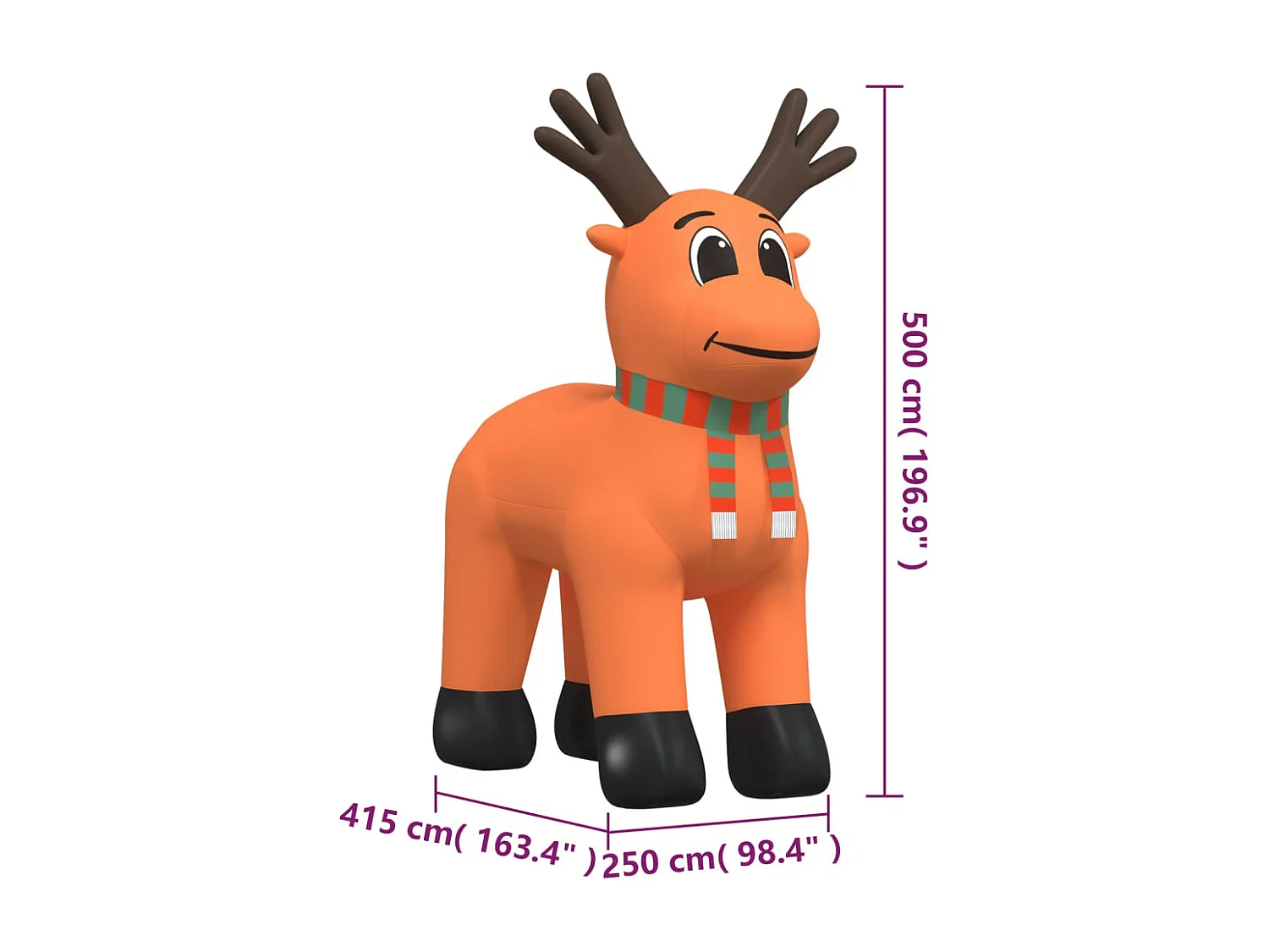 Renne gonflable de Noël avec LED 500 cm