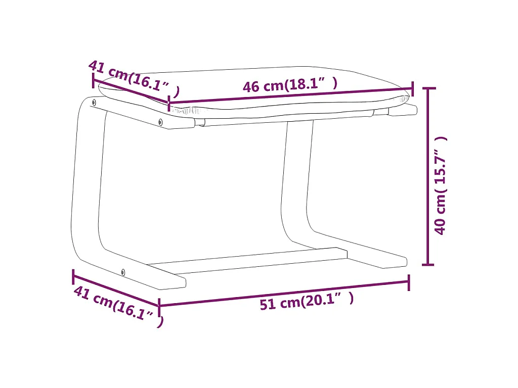 Poggiapiedi Nero 51x41x40 cm in Tessuto