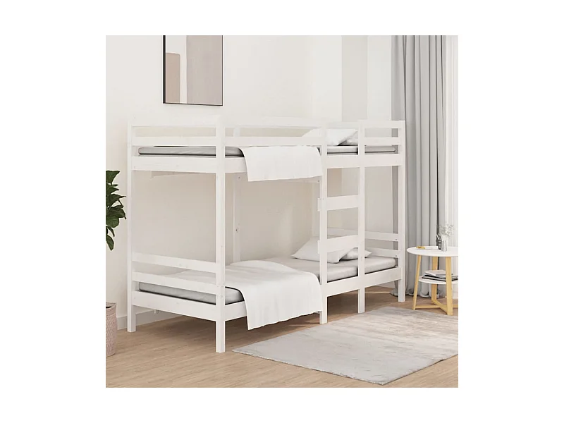 Etagenbett Weiß 80x200 cm Massivholz Kiefer