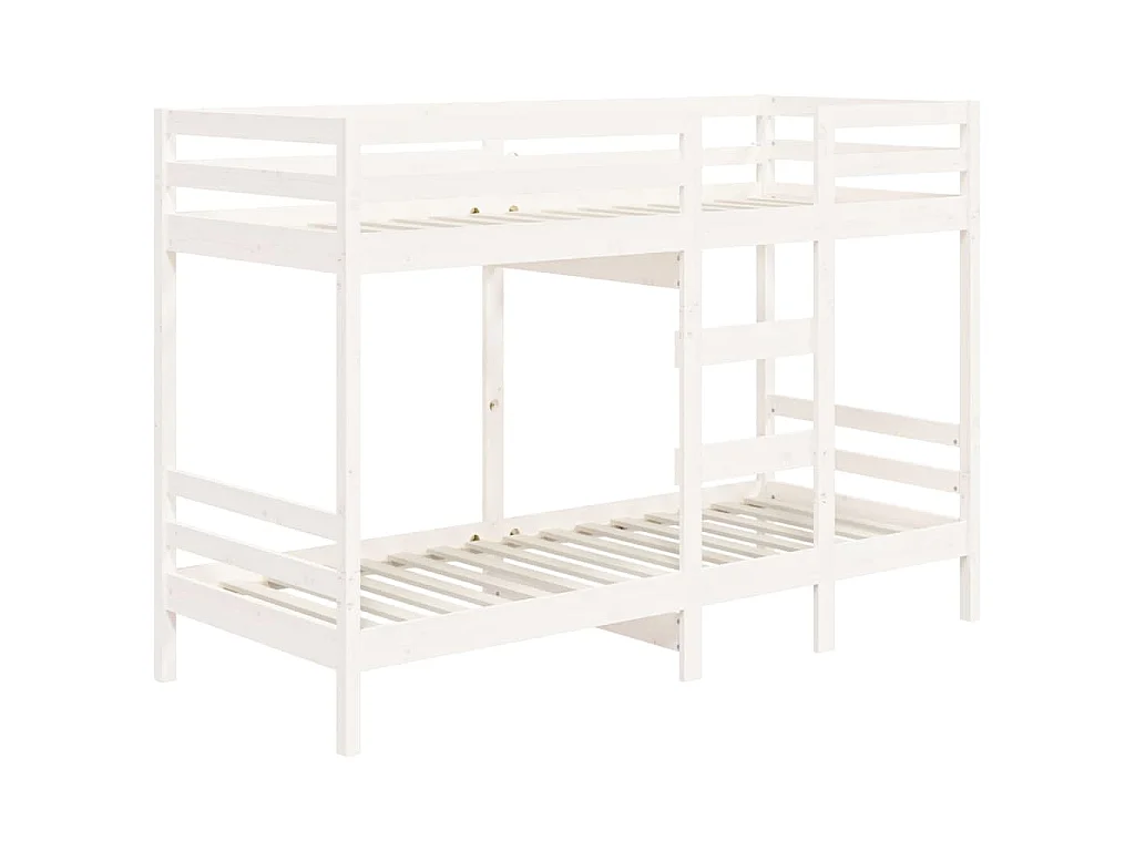 Letto a Castello Bianco 80x200 cm in Legno Massello di Pino