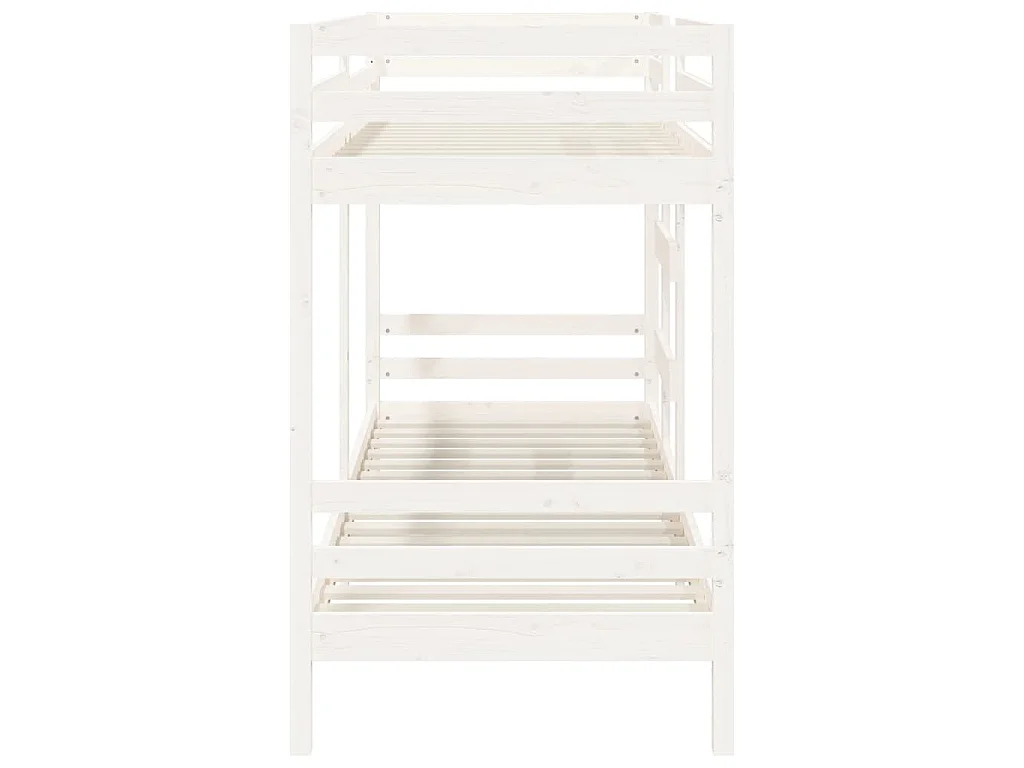 Letto a Castello Bianco 80x200 cm in Legno Massello di Pino
