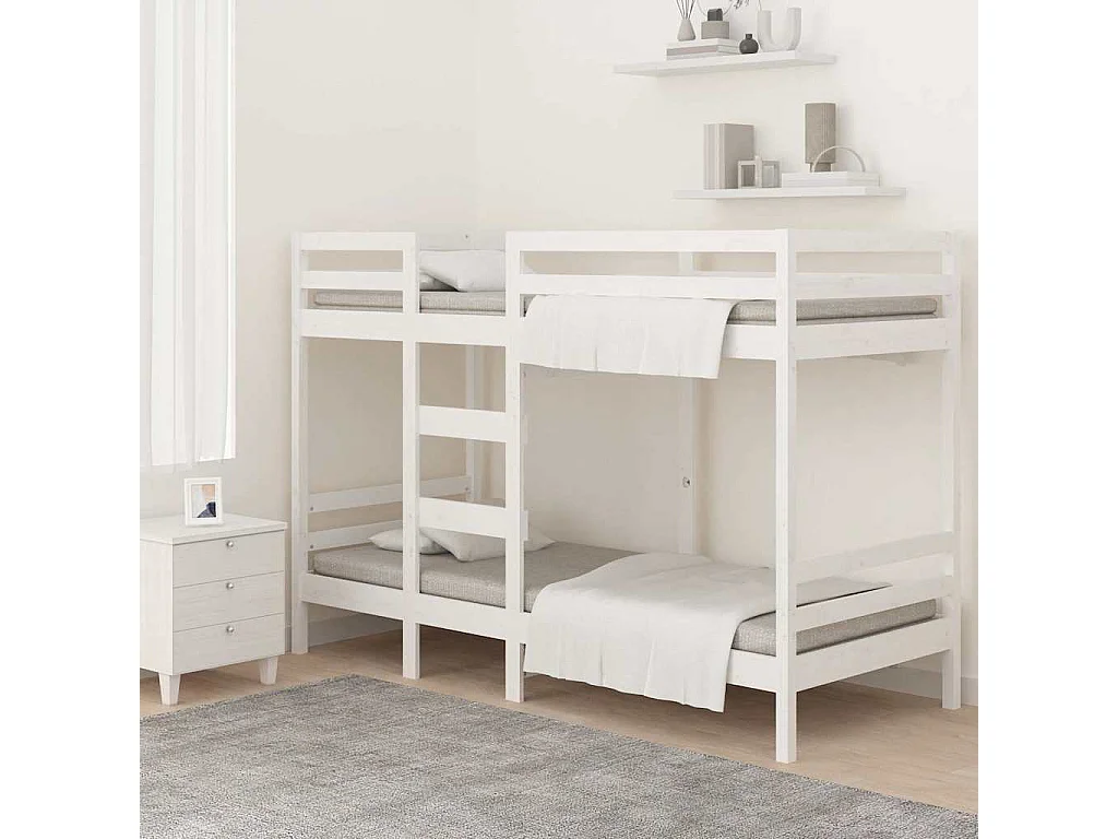 Stapelbed 80x200 cm massief grenenhout wit
