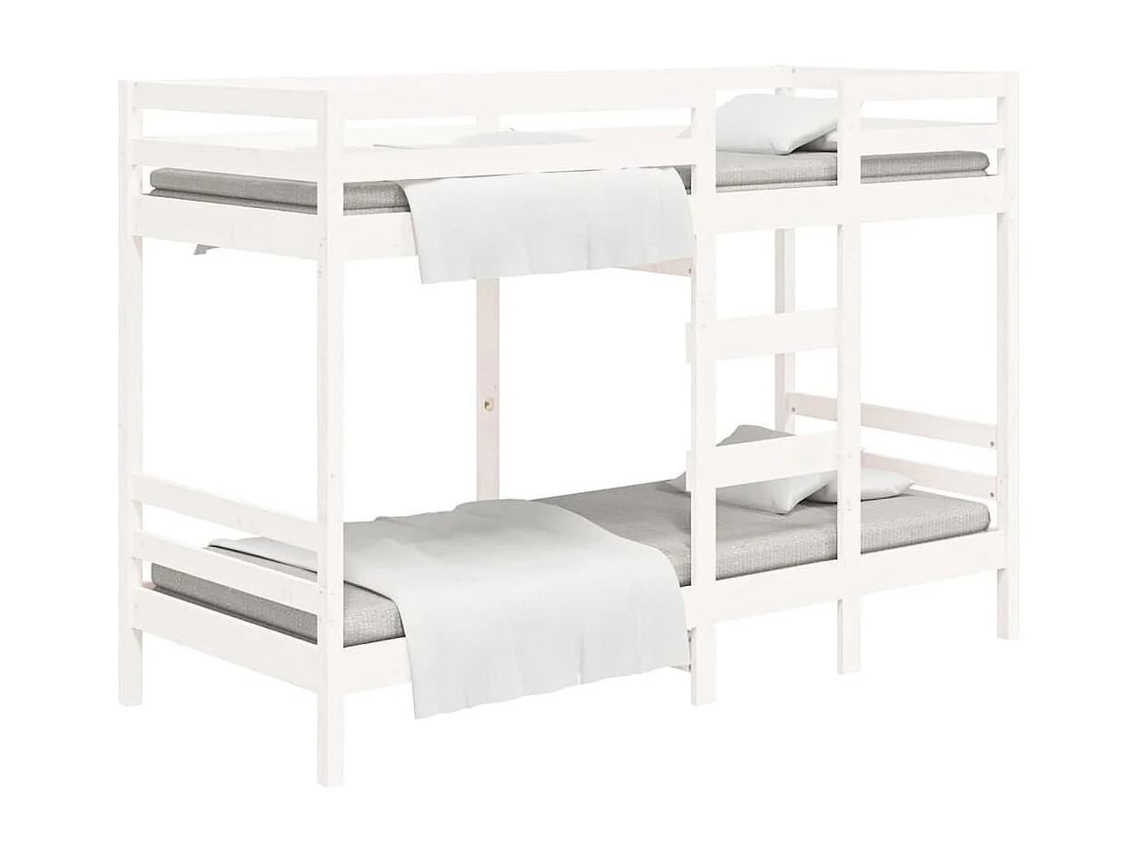 Lit superposé sans matelas blanc 75x190 cm bois de pin massif