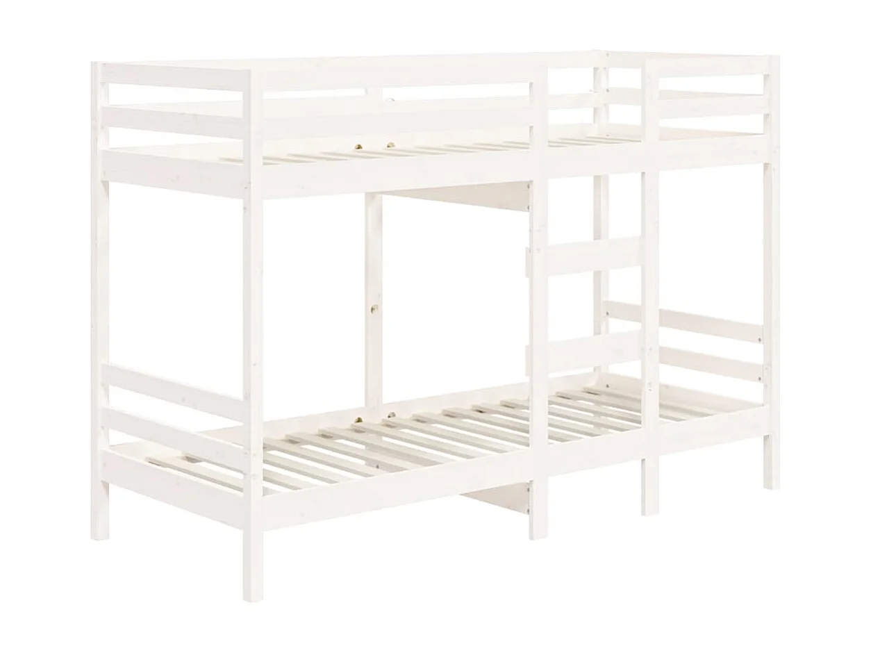 Lit superposé sans matelas blanc 75x190 cm bois de pin massif