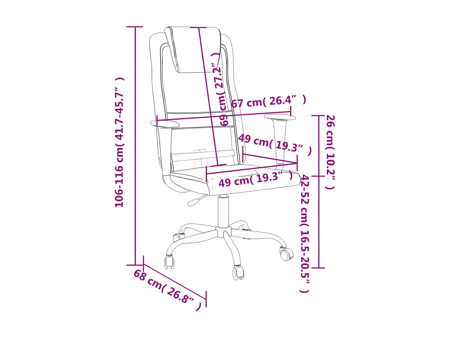 Chaise de bureau réglable en hauteur noir