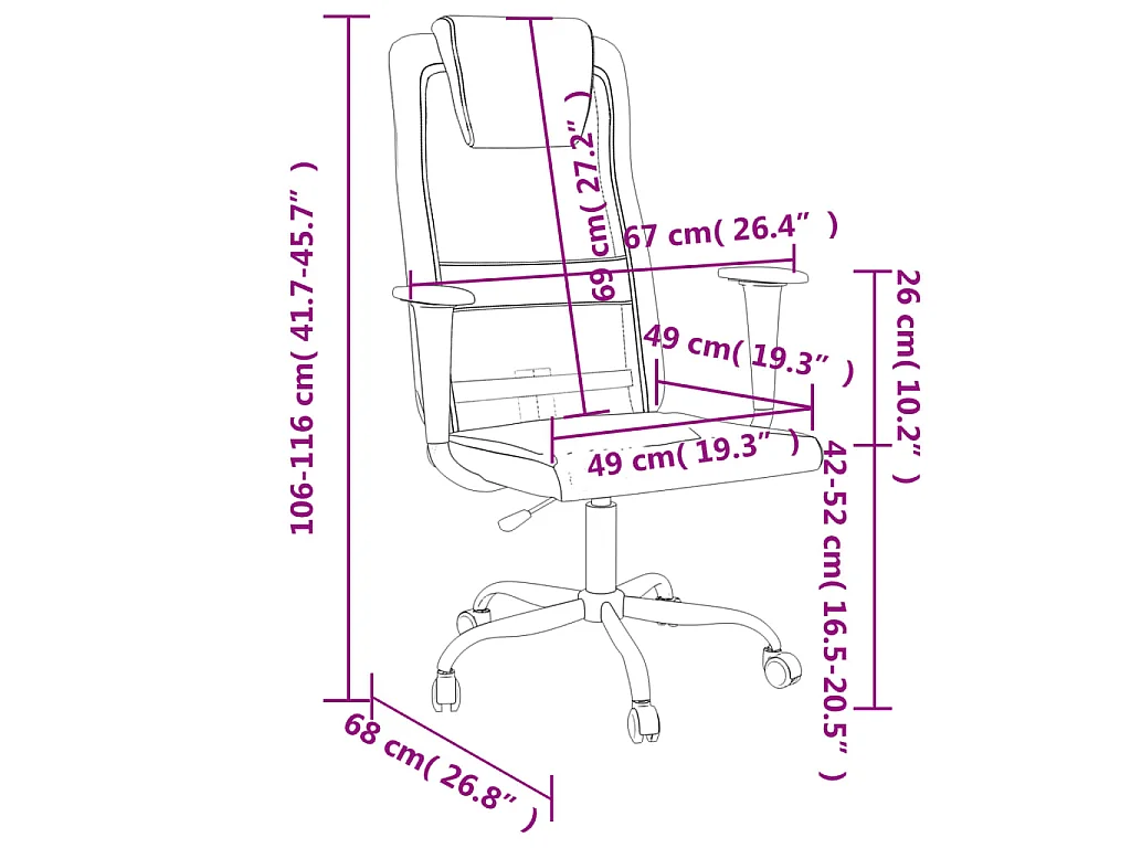 Chaise de bureau réglable en hauteur noir