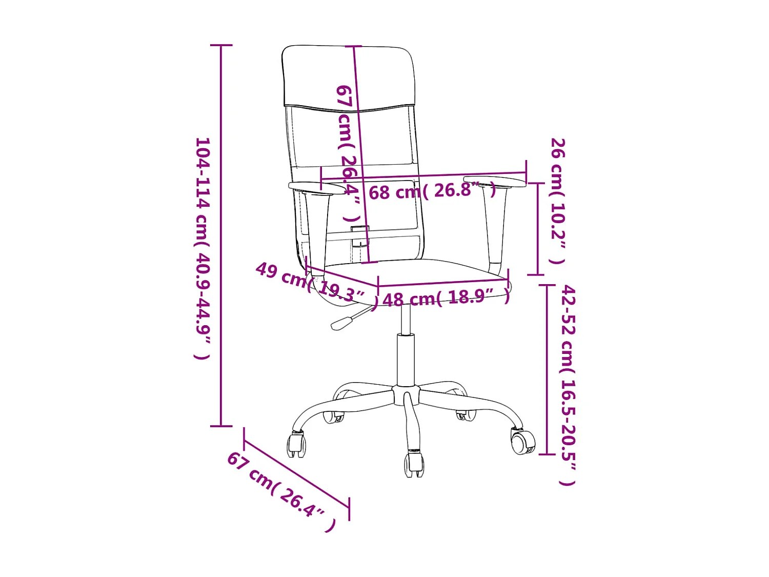 Chaise de bureau réglable en hauteur gris clair tissu