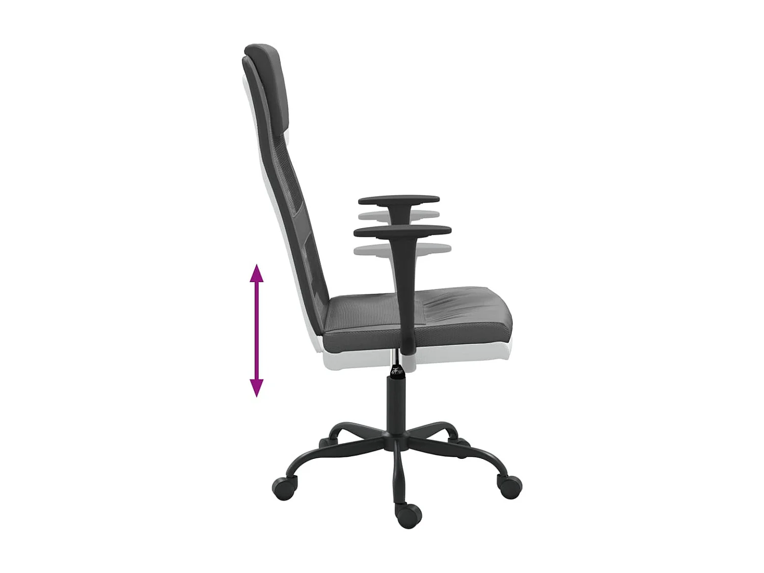 Cadeira escritório tecido malha/couro art. regulável cinza