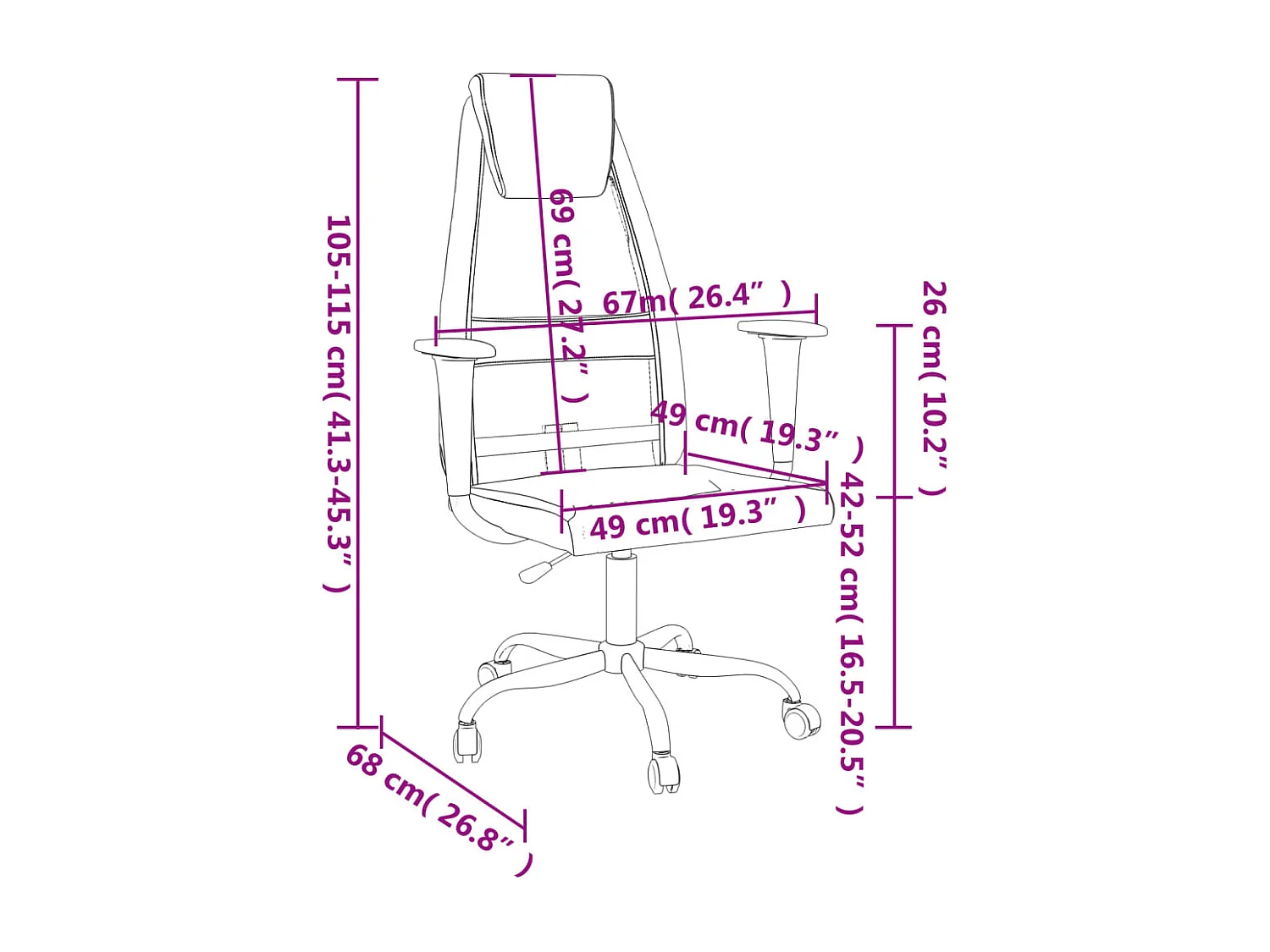 Chaise de bureau réglable en hauteur blanc