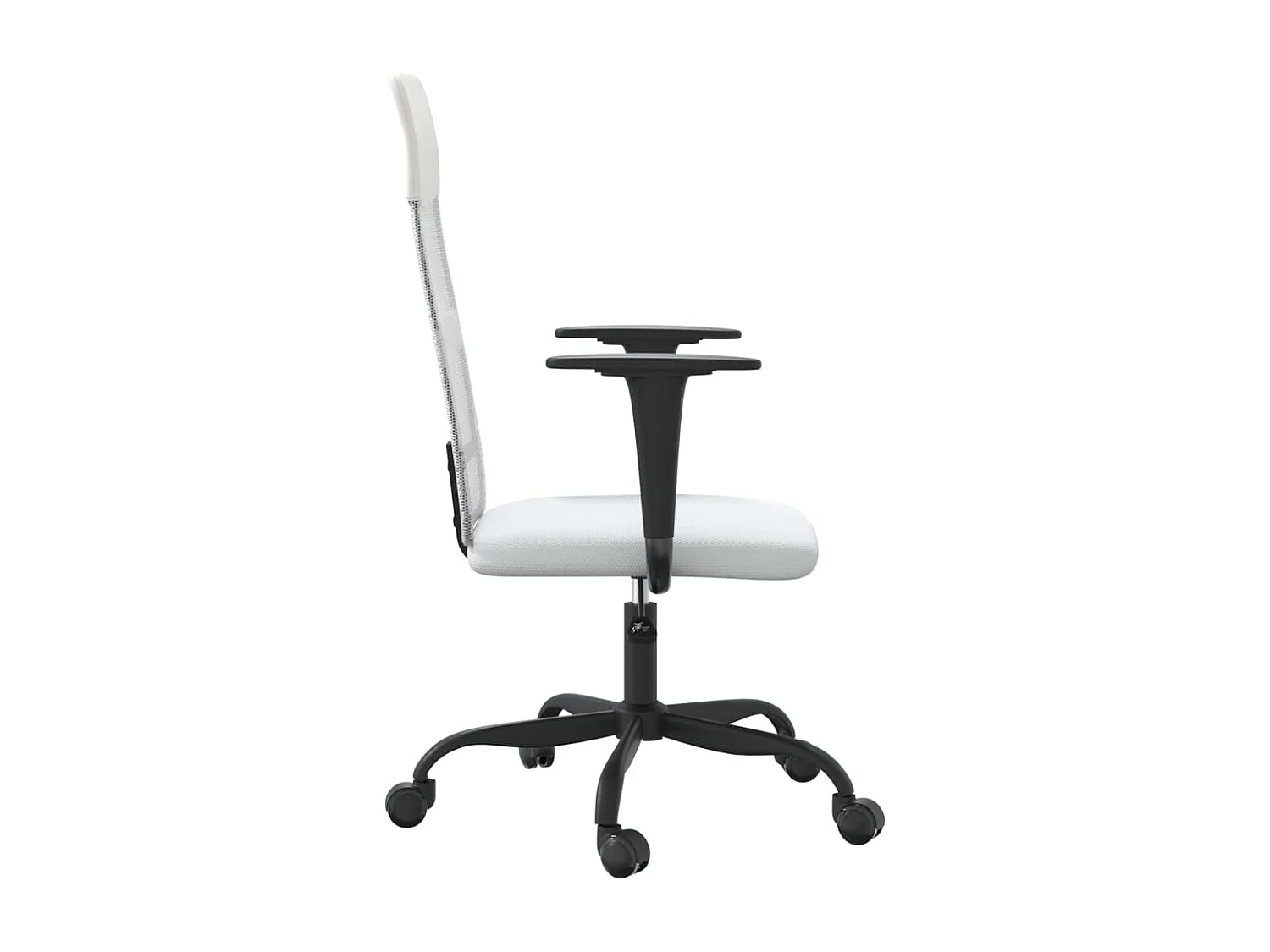 Bürostuhl Höhenverstellbar Weiß Netzstoff und Kunstleder