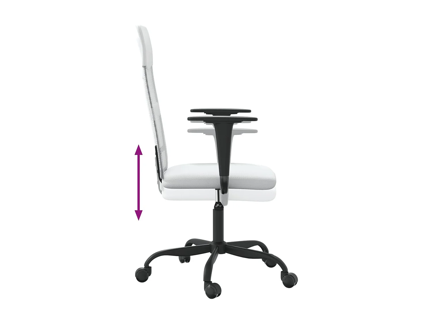 Bürostuhl Höhenverstellbar Weiß Netzstoff und Kunstleder