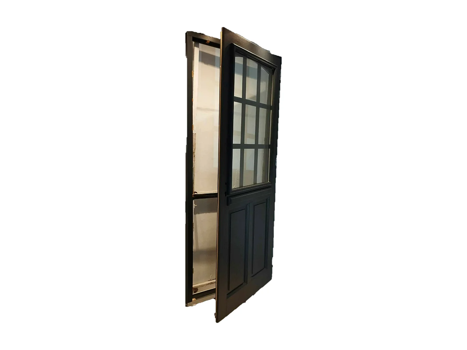 Porte D'Entrée Bois Vitrée, Alexa , Gris Ral7016, H,215Xl,80 P,Gauche Cote Tableau