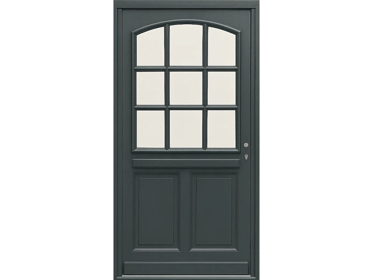 Puerta de entrada de madera con vidrio Alexa gris antracita, H.215 x L.80 cm, lado de la tabla a la izquierda, GD MENUISERIES sin manilla