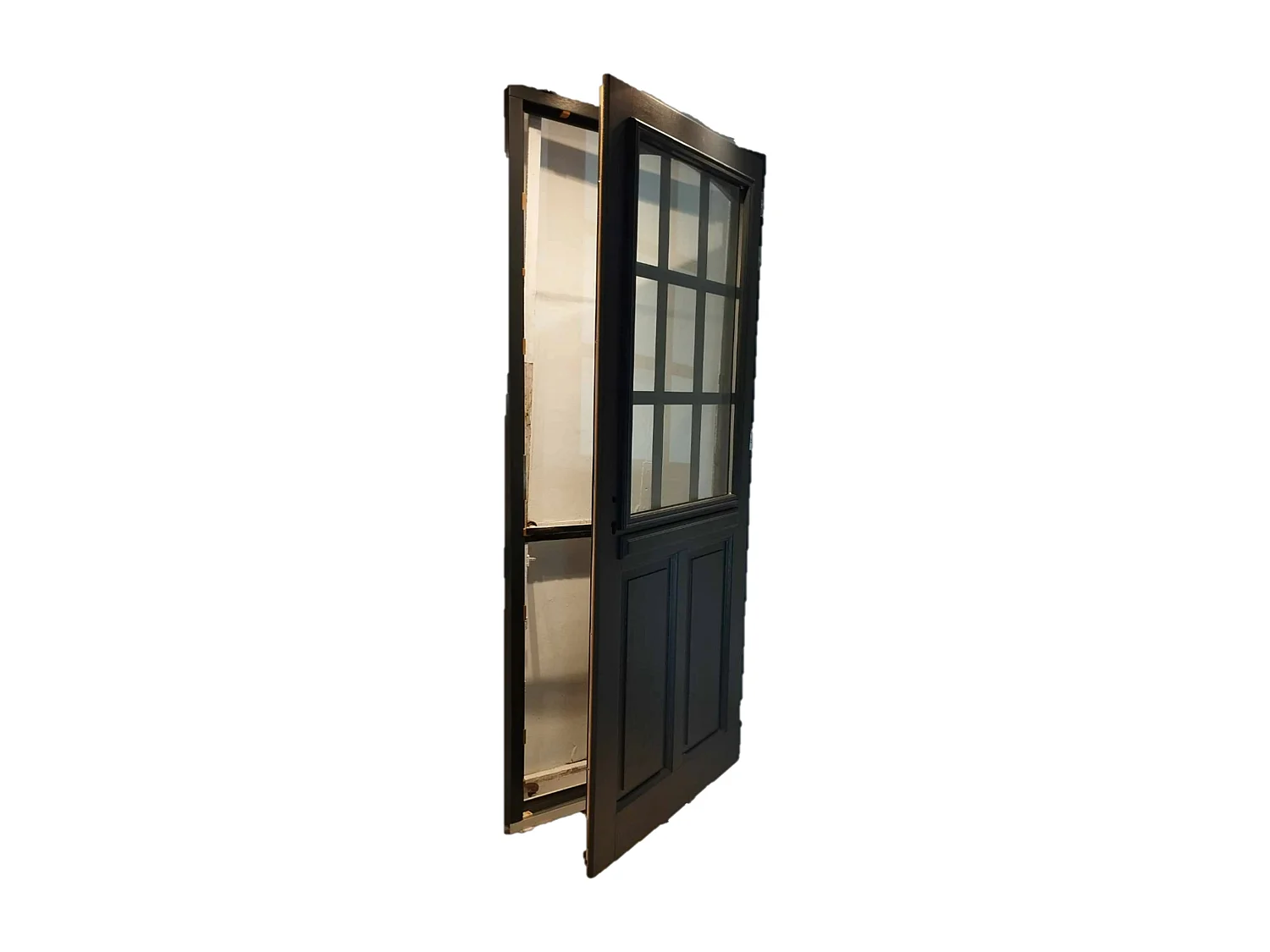 Porte d'entree Bois vitree, Alexa , gris RAL7016, H,215xl,80  p,gauche  Cote Tableau + Poignee Et Barillet ( ref 010723NO)