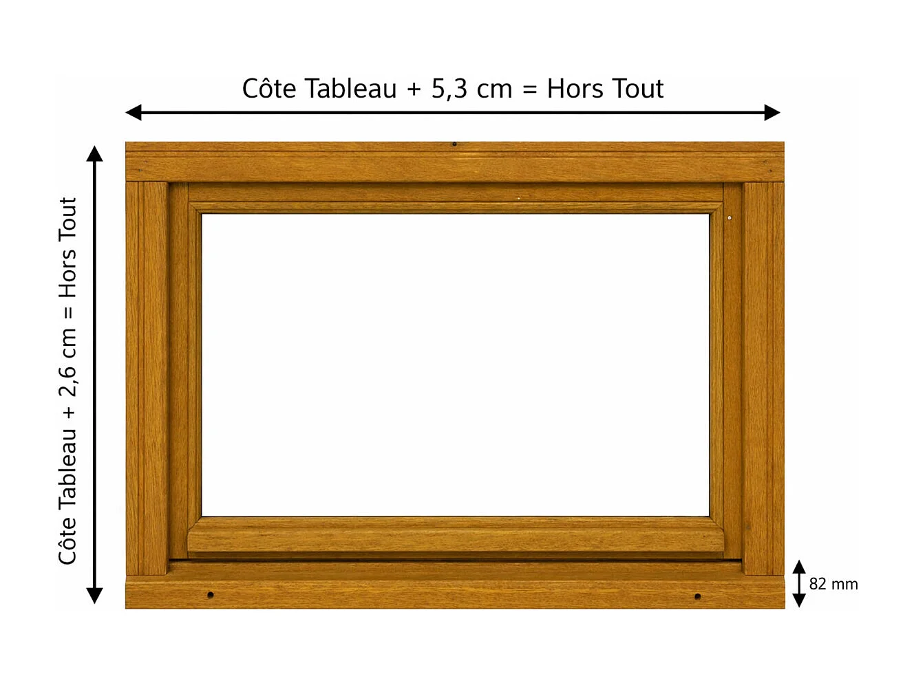 Telaio a ribalta in legno H60 x L80 cm con bordo del pannello, maniglia (ref 010220f9) Gd Menuiseries senza maniglia