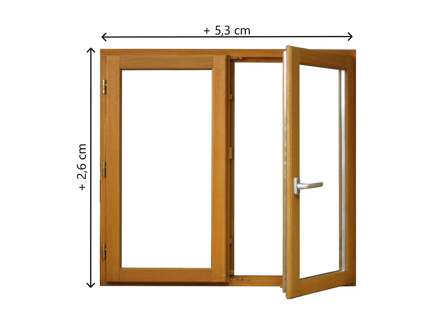 Ventana de madera 2 hojas Al125 x L140 Panel Nervios + tirador (ref 010220F9) sin manilla