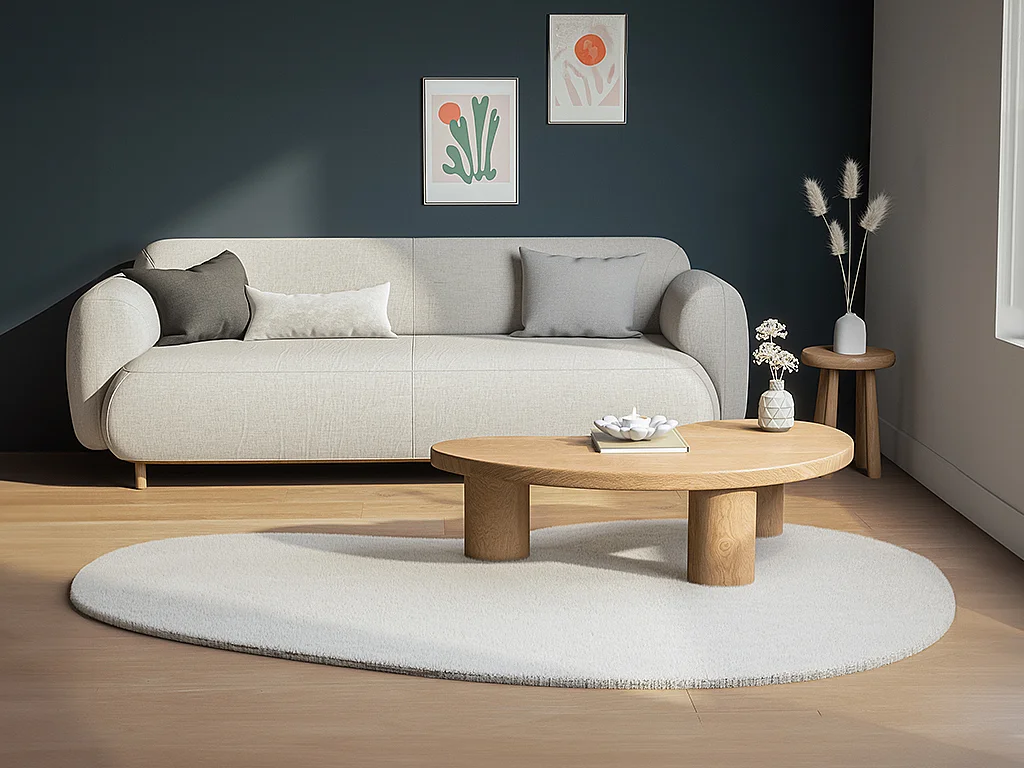 Tapis shaggy organique effet fourrure - 160 x 230 cm - Beige - GIRONA