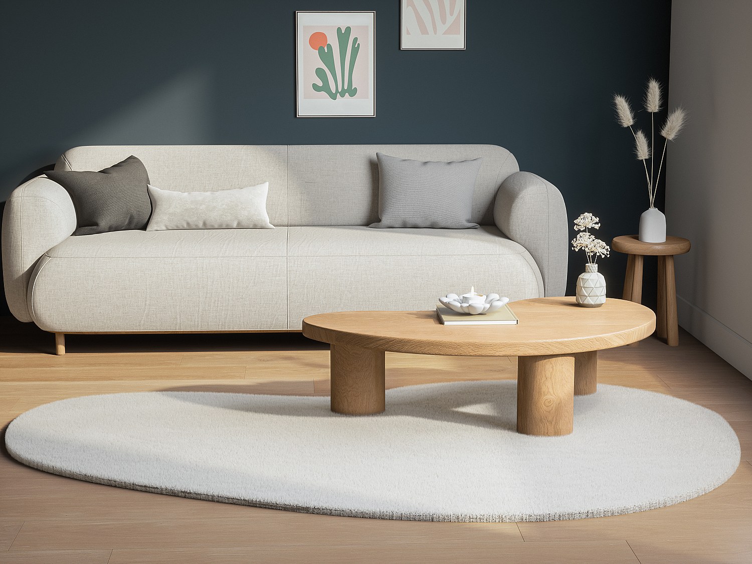 Organisk shaggy teppe med pelseffekt - 160 x 230 cm - Beige - GIRONA