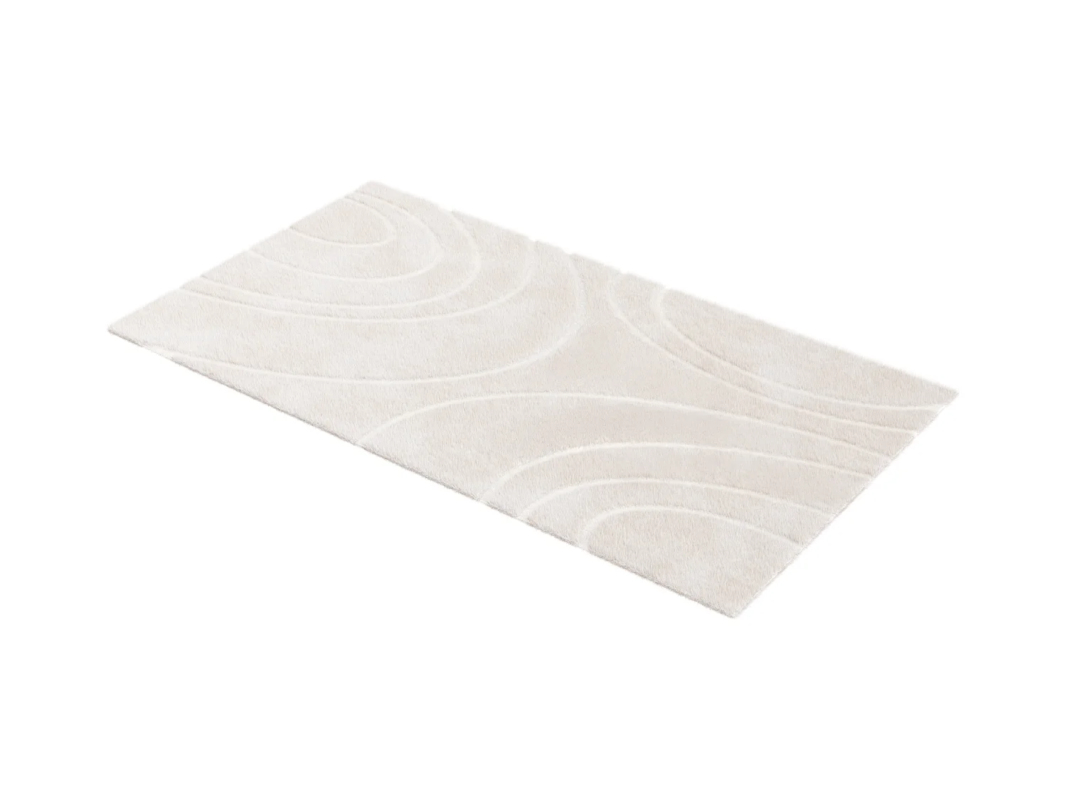 Teppich mit Kreismuster in Relief-Optik - Pelz-Optik - 200 x 290 cm - Beige - PAOLISI
