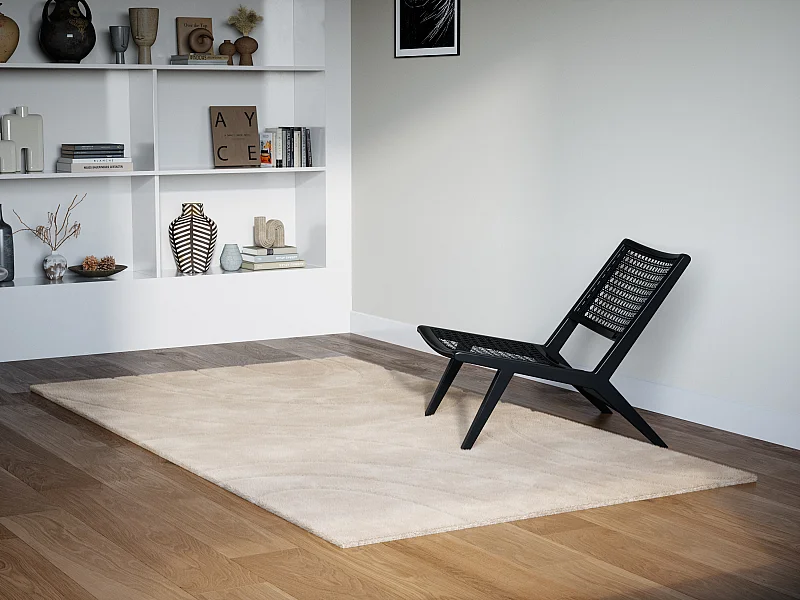 Teppich mit Kreismuster in Relief-Optik - Pelz-Optik - 200 x 290 cm - Beige - PAOLISI