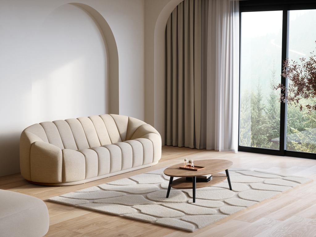 Teppich in Relief-Optik - Pelz-Optik - 160 x 230 cm - Beige - ARENSO günstig online kaufen