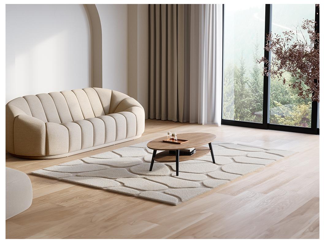 Dywan z efektem futra i wypukłym wzorem - 160 x 230 cm - Beżowy - ARENSO