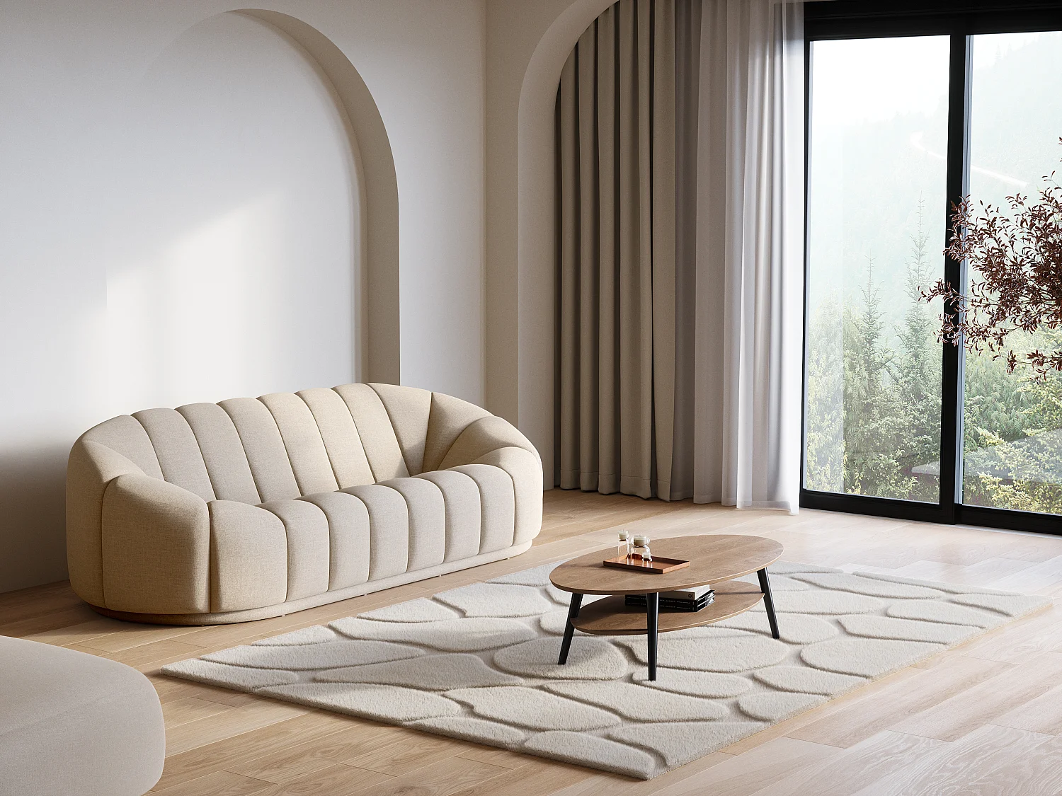 Tapijt in reliëf met bonteffect - 200 x 290 cm - Beige - ARENSO
