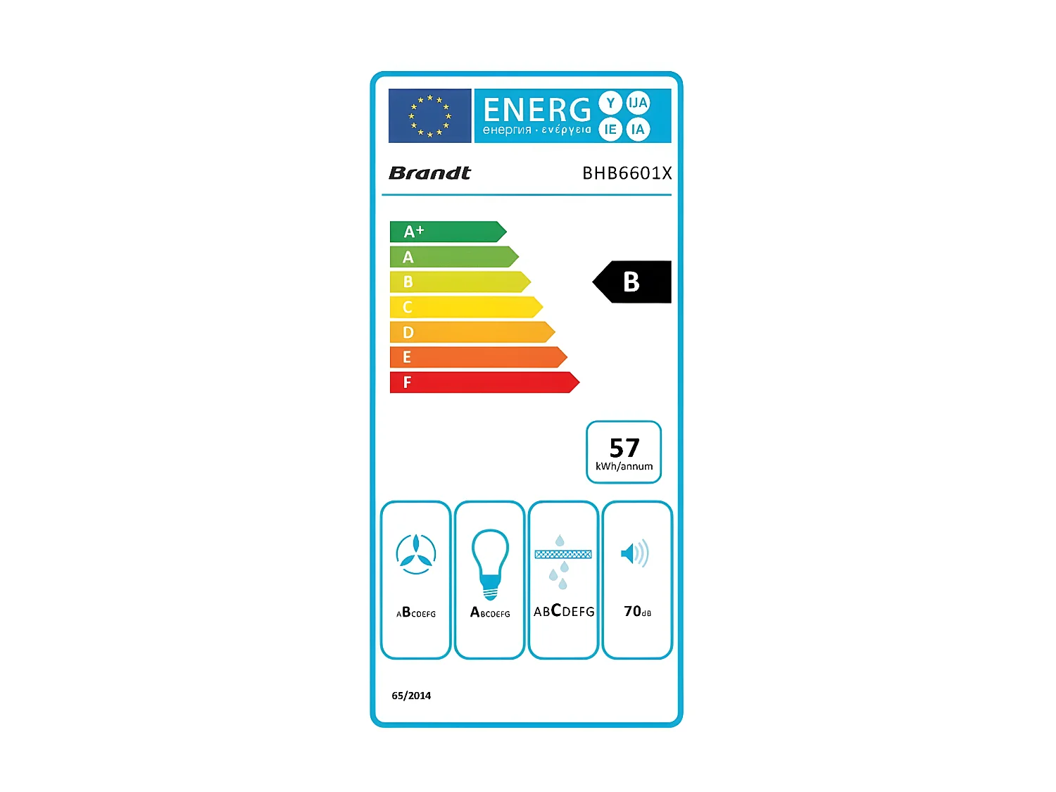Hotte décorative 602m³/h BRANDT 60cm, BHB 6601 X