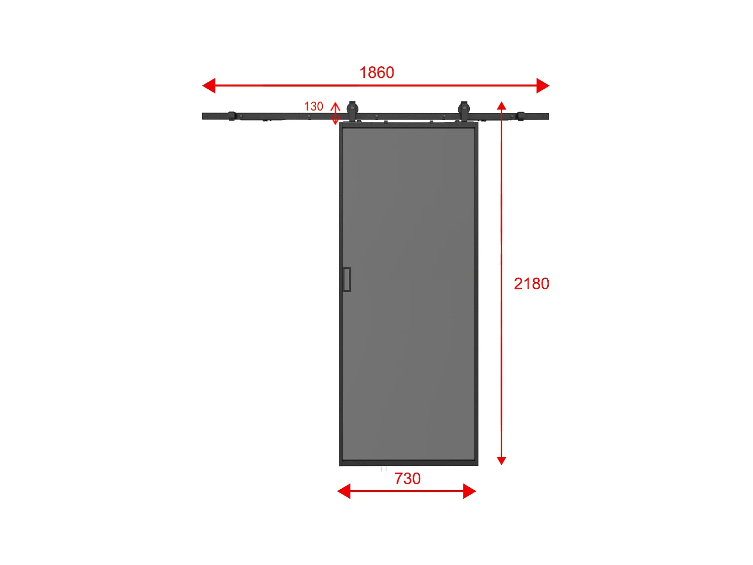 Schuifdeur met opbouwsysteem - Aluminium en gehard rookglas - H205 x L73 cm - LINCI II