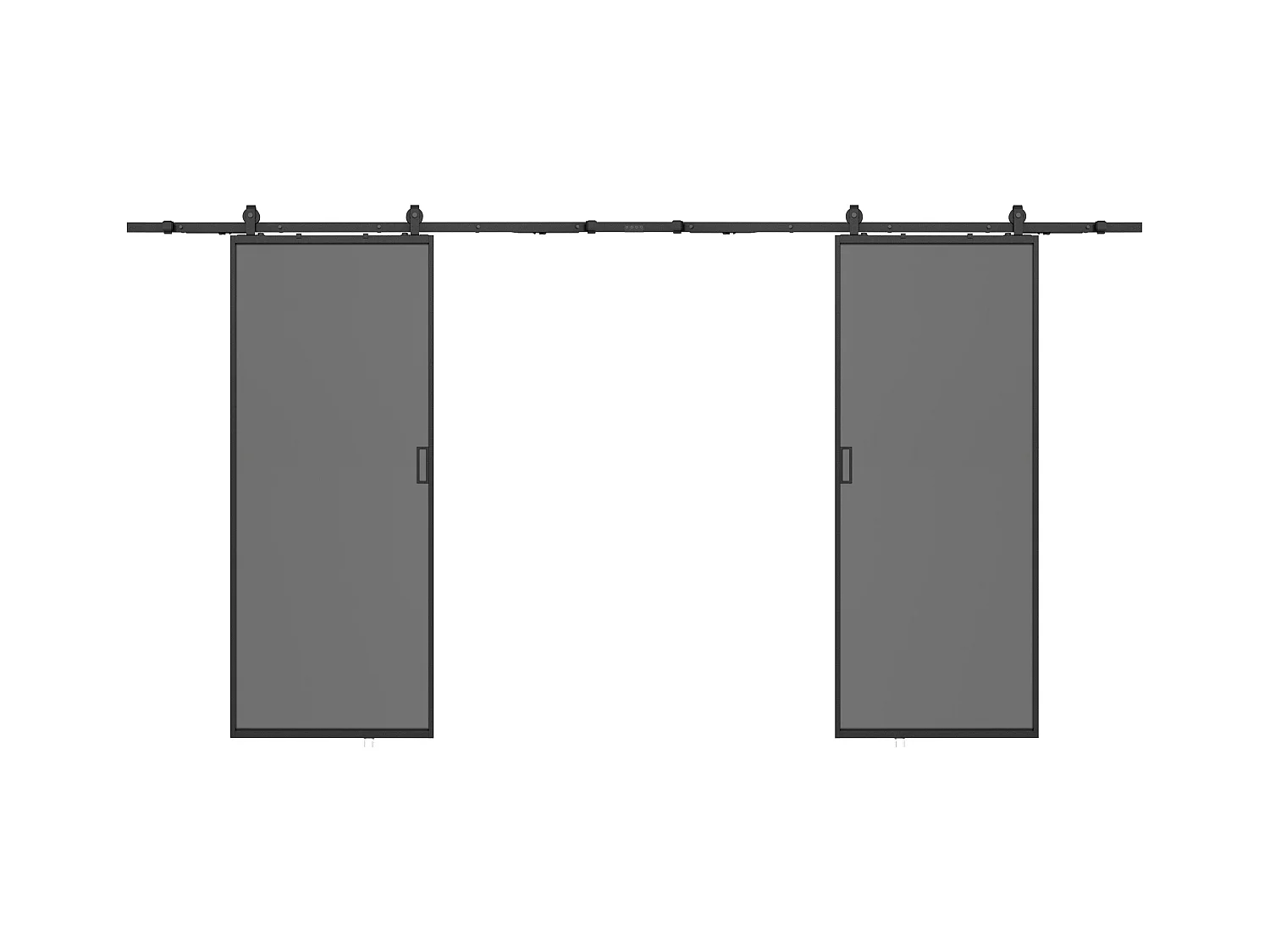 Porte coulissante double avec système en applique - aluminium et verre trempé fumé dépoli - 2 x H205 x L83 cm - LINCI II