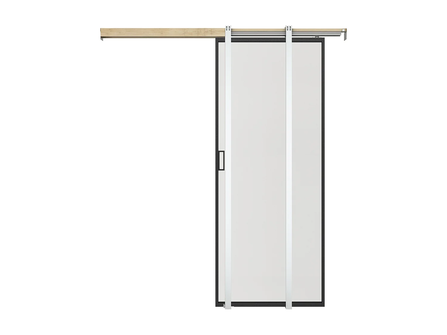 Porta de correr com sistema de tabique, alumínio e vidro temperado fosco A205 x C63 cm - LINCI II