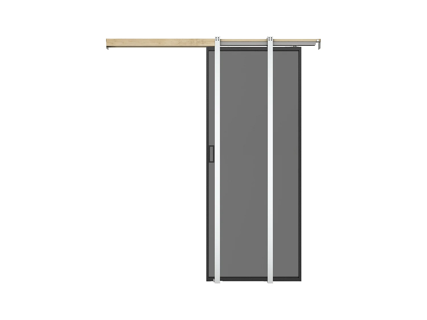 Schuifdeur met klamplaagsysteem - Aluminium en gehard rookglas - H205 x L73 cm - LINCI II