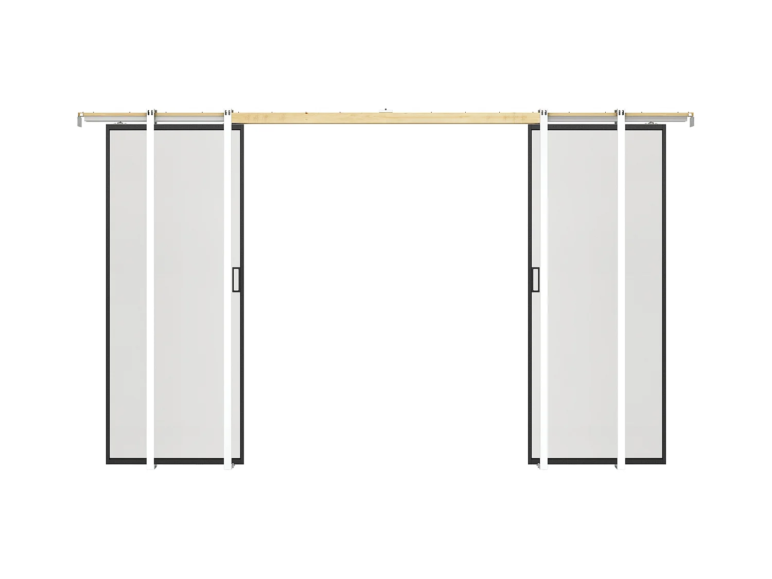 Puerta corredera doble con riel - aluminio y vidrio esmerilado templado - 2 x Alt. 205 x Ancho 63 cm - LINCI II