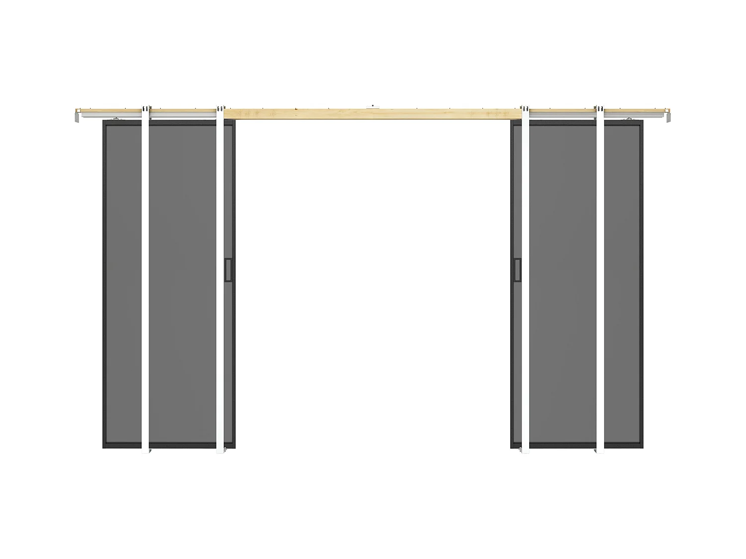 Doppel-Schiebetür mit Galandage-System - Aluminium & rauchfarbenes Sicherheitsglas - 2 x 205 cm x 93 cm - LINCI II