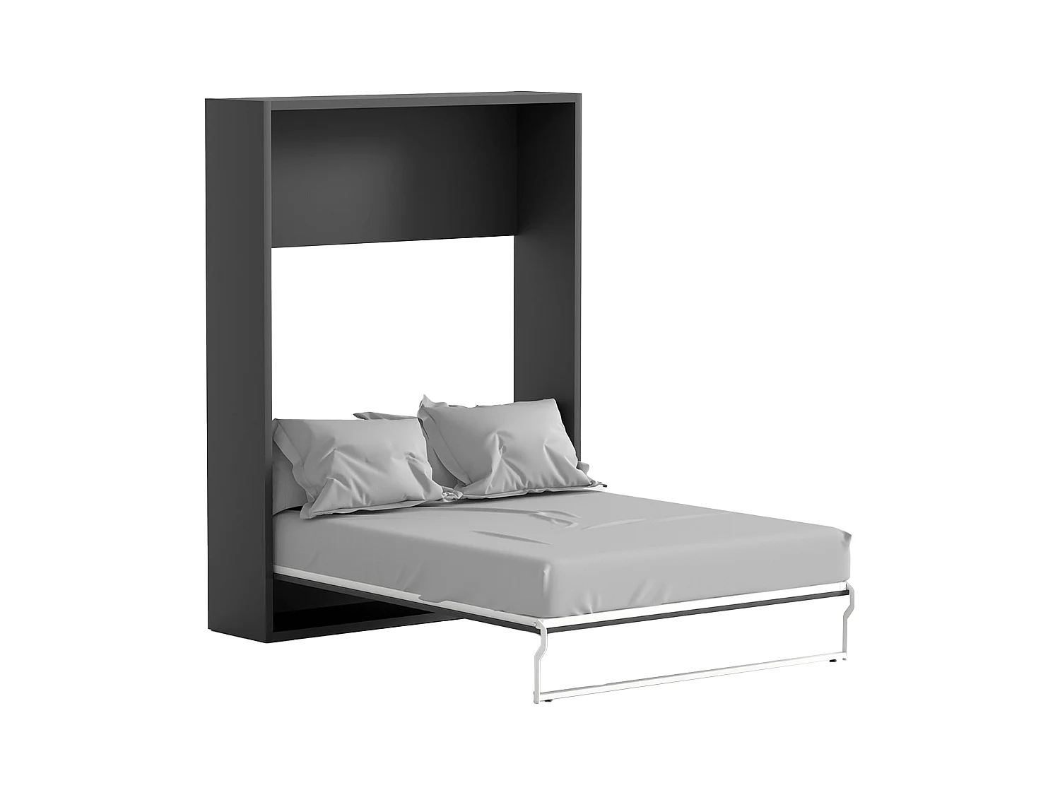 Letto estraibile 160 x 200 cm Apertura verticale manuale Antracite e Naturale + Materasso  - MALINA II