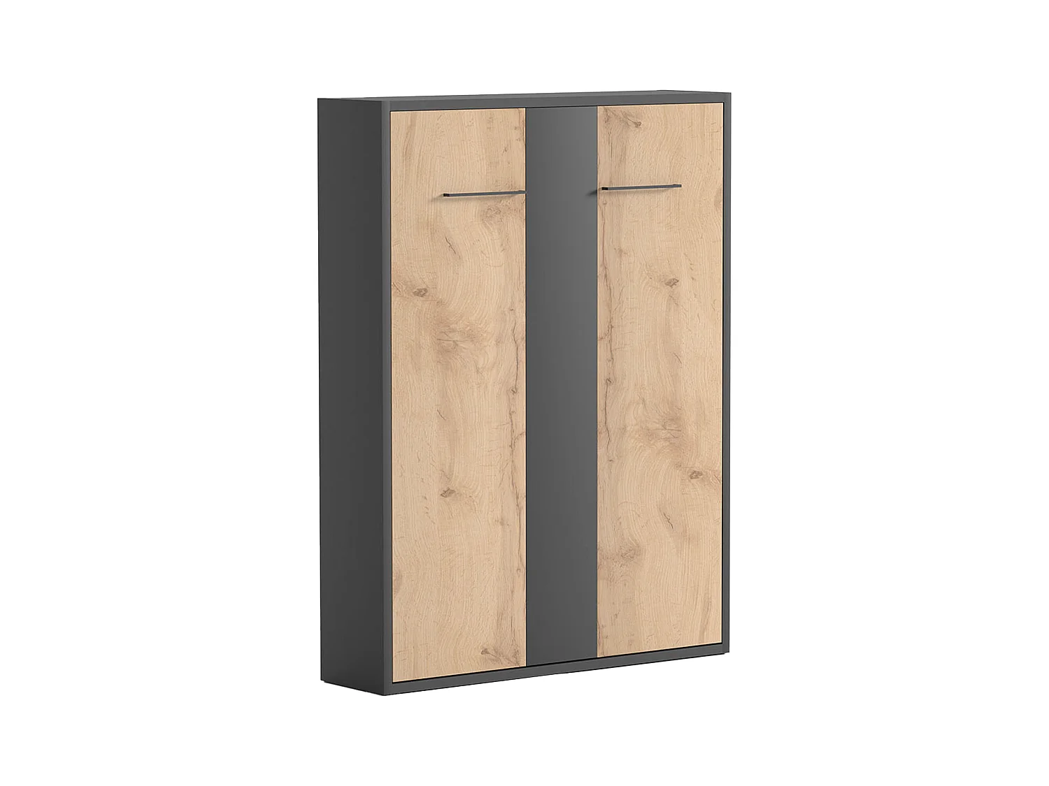 Letto estraibile 160 x 200 cm Apertura verticale manuale Antracite e Naturale + Materasso  - MALINA II