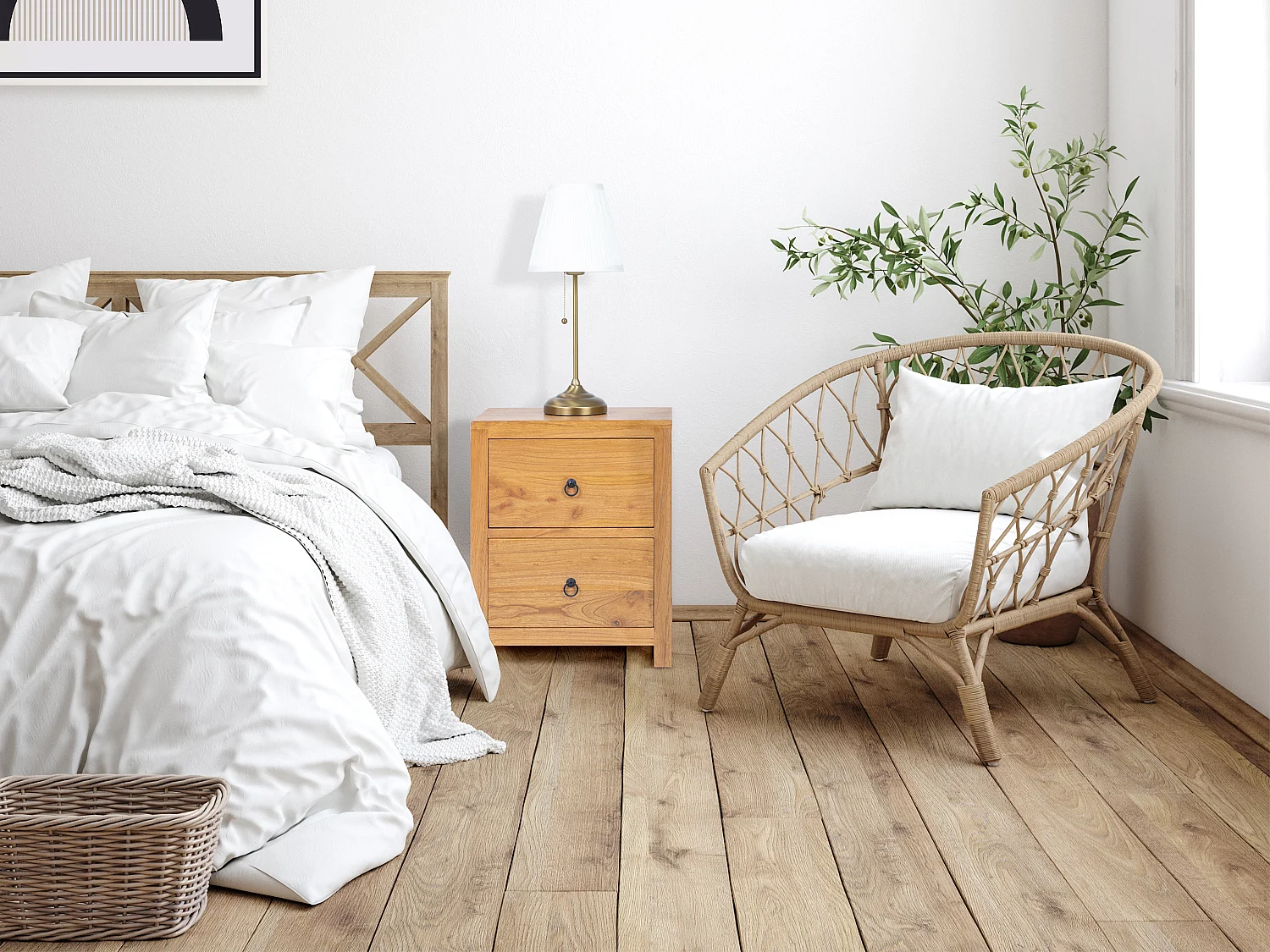 Lot de 2 tables de chevet 2 tiroirs - Bois de mindi - Naturel - PILABO