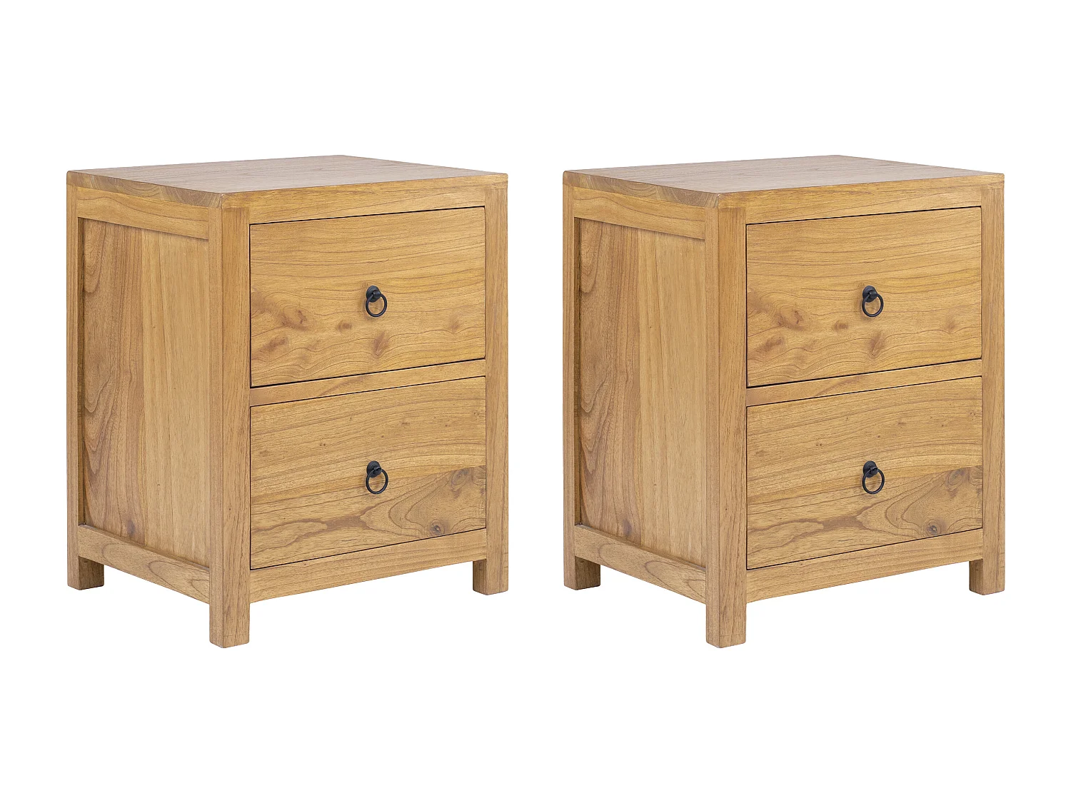 Sæt med 2 sengeborde med 2 skuffer - Mindietræ - Natur - PILABO