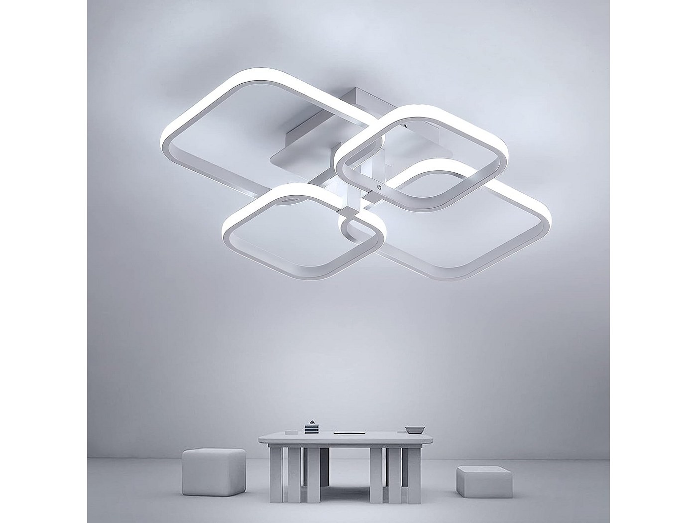 NETTLIFE Plafonnier LED Lampe De Salon Noir Lampe Moderne Dimmable Avec Telecommande 50 W Chambre Grande Pour Cuisine Couloir Salle A Manger 92453104