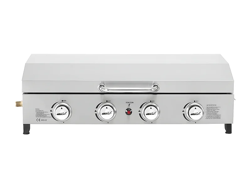 Plancha de gas 4 quemadores con tapa "Fasto" - 10 kw - Gris