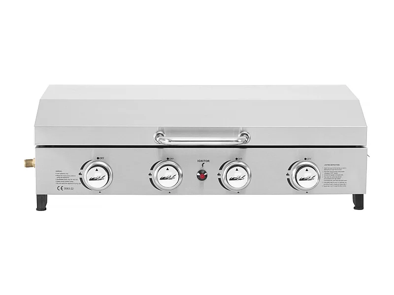 Plancha de gas 4 quemadores con tapa "Fasto" - 10 kw - Gris