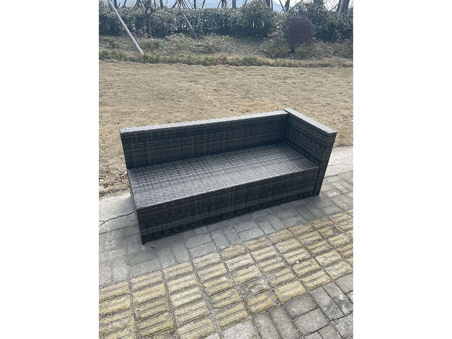 Fimous 7 Seater PE Rattan Corner Sofa Set garden Furniture Gas Firepit Dining Table Set High Side Coffee Table With Arm Chair