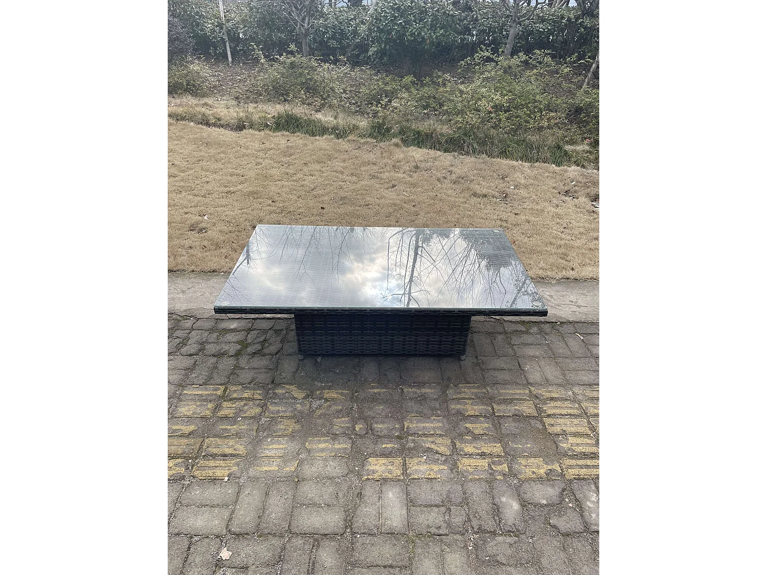 Mobilier de jardin extérieur PE Rotin 8 Places ave canapé Table à manger réglable en hauteur 2 Chaise Mélange gris foncé