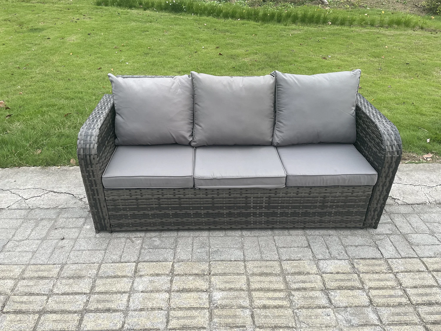 7 places Ensemble de meubles de jardin en polyrotin avec Table basse rectangulaire Chaise inclinable Canapé 3 places