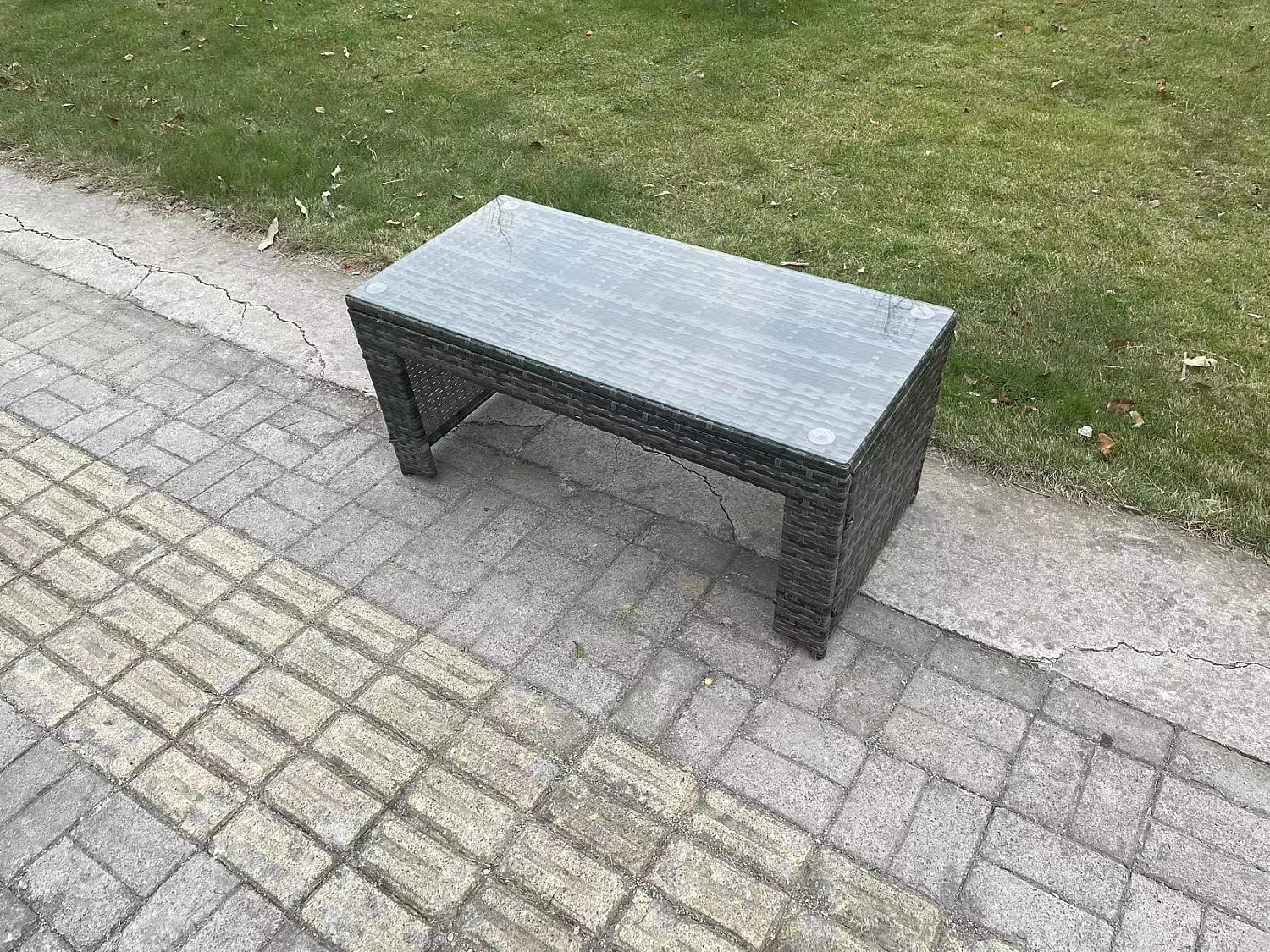 Mobilier de jardin extérieur 12 Places ave canapé Table basse 2 Table d'appoint 3 Tabourets Mélange gris foncé