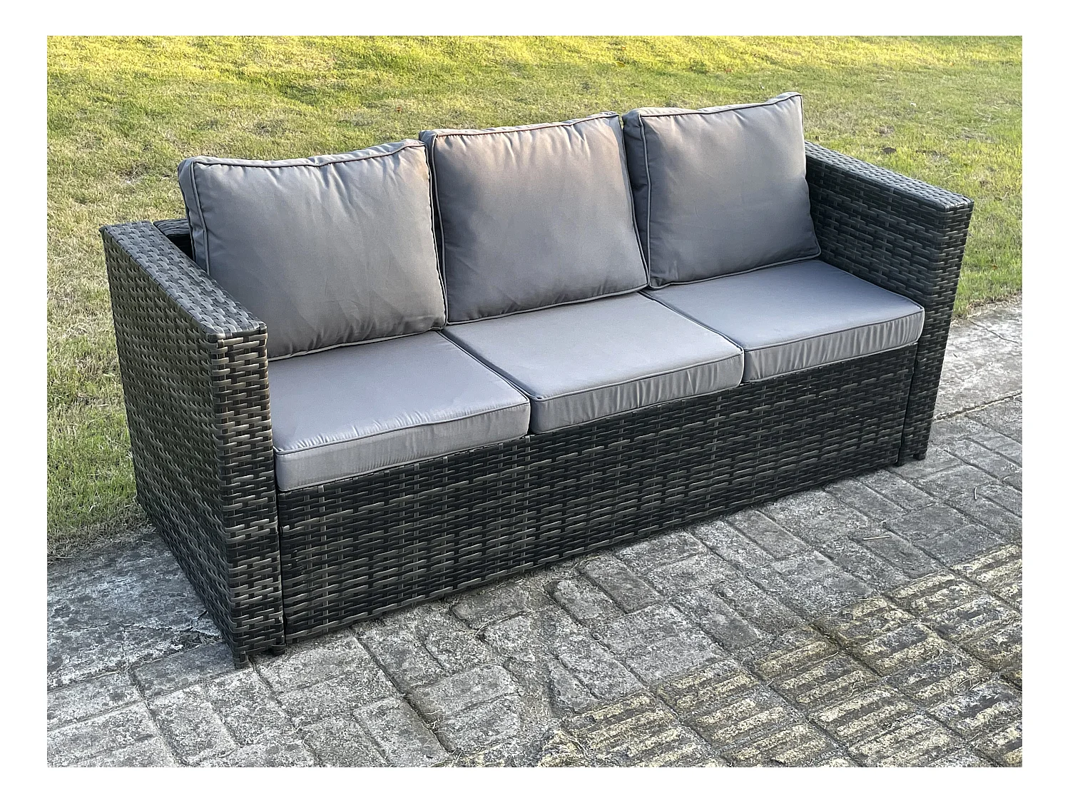 Ensemble de meubles de jardin ave canapé Table basse PE Rotin Mélange gris foncé