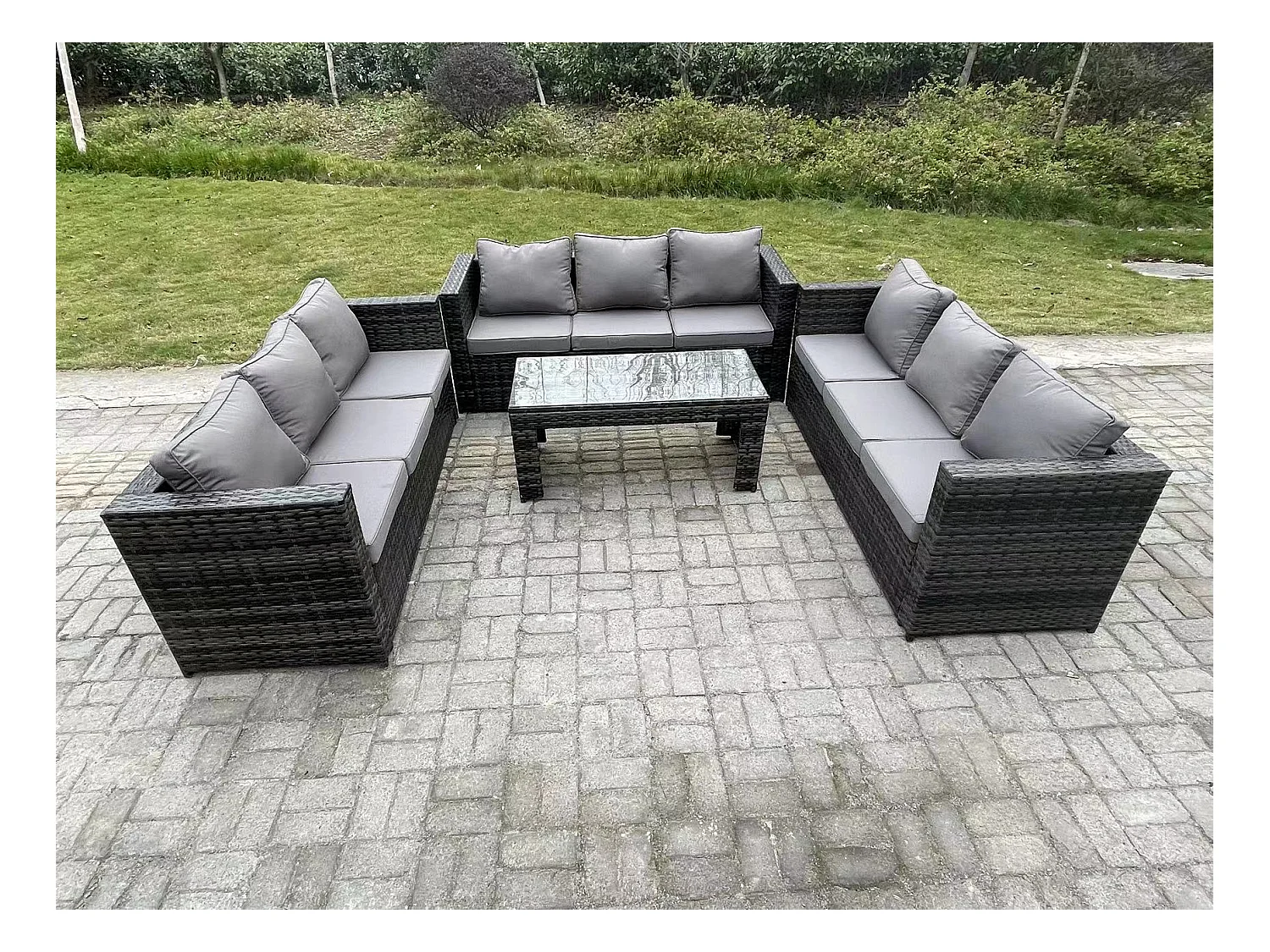 Ensemble de meubles de jardin ave canapé Table basse PE Rotin Mélange gris foncé