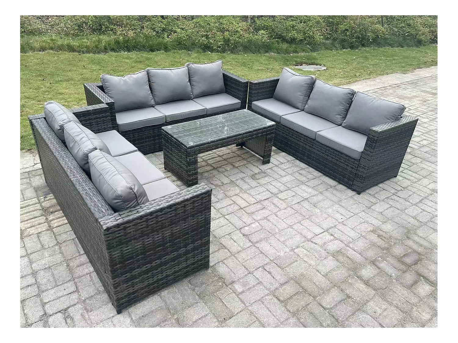 Ensemble de meubles de jardin ave canapé Table basse PE Rotin Mélange gris foncé