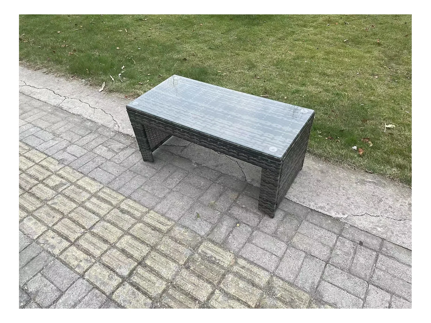 Ensemble de meubles de jardin ave canapé Table basse PE Rotin Mélange gris foncé